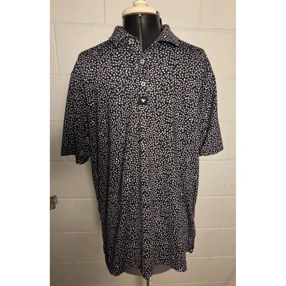 Bad Birdie "Arizona Nights" Men's Performance Golf Polo Shirt Black AOP Medium